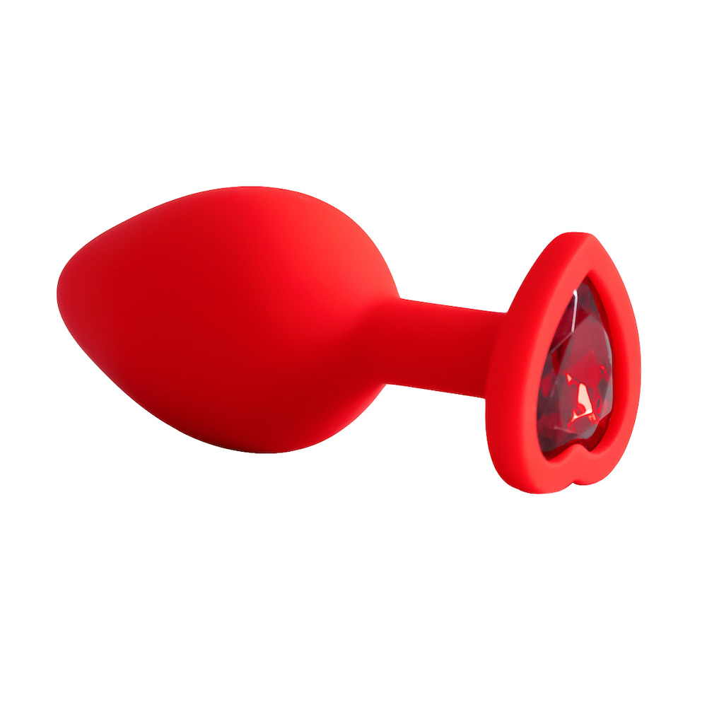 Plug Jóia em Silicone Vermelho com Base em Formato de Coração - Tamanho G - Imagem 4