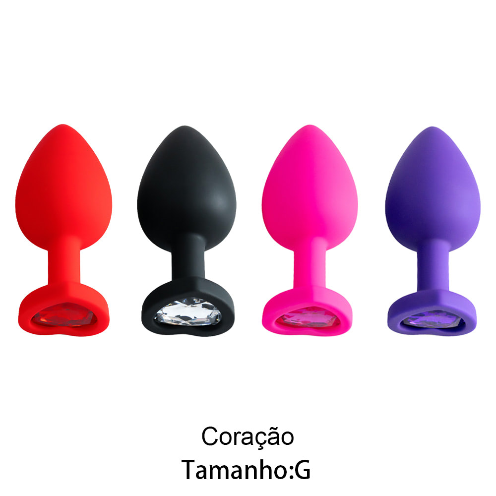 Plug Jóia em Silicone Vermelho com Base em Formato de Coração - Tamanho G