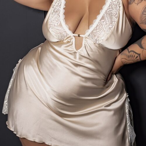 Alternative view of Camisola plus size sexy com detalhe em fita de cetim Perola