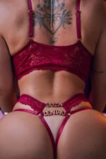 Conjunto sexy desejo goza dentro cropped em renda sem bojo