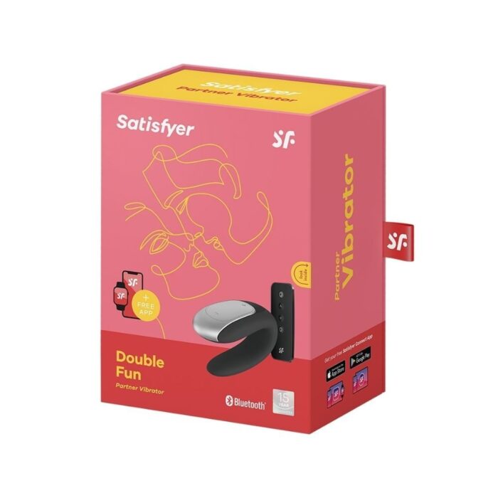 Vibrador Para Casal Recarregável Com 2 Motores E 10 Modos De Vibração Satisfyer Double - Preto - Imagem 7