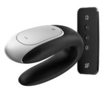 Vibrador Para Casal Recarregável Com 2 Motores E 10 Modos De Vibração Satisfyer Double - Preto - Imagem 2