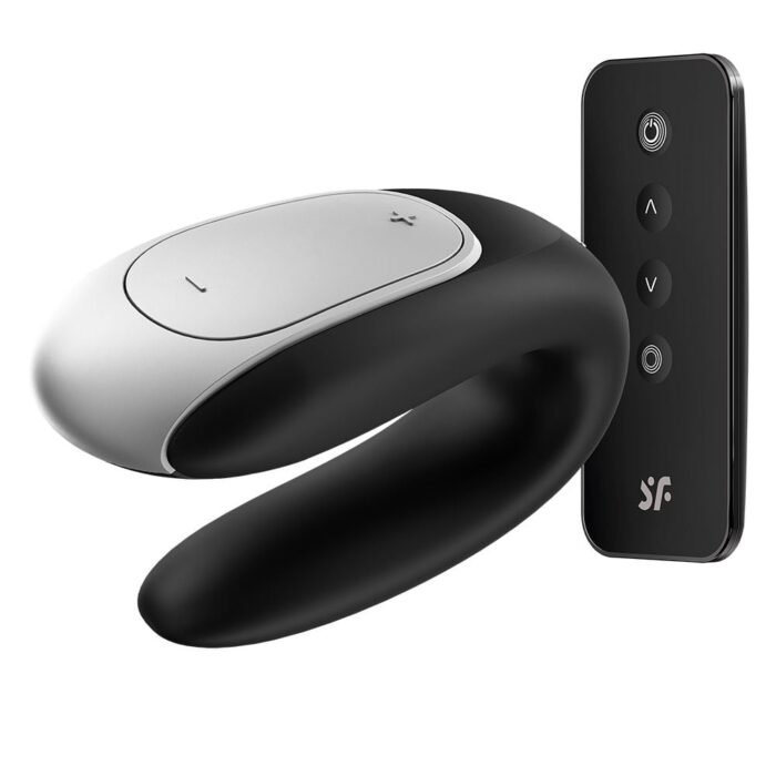 Vibrador Para Casal Recarregável Com 2 Motores E 10 Modos De Vibração Satisfyer Double - Preto - Imagem 2