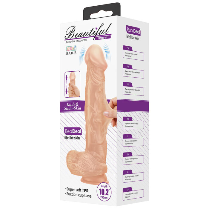 Prótese formato de pênis realístico com texturas de veias glande bem definida multivelocidade - Beautiful Buraq 24x4,6cm - Imagem 13