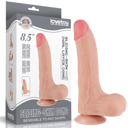 Protese em formato de Pênis ultra Realístico 22x4,3 cm Sliding com dupla camada Dong Flesh - Lovetoy