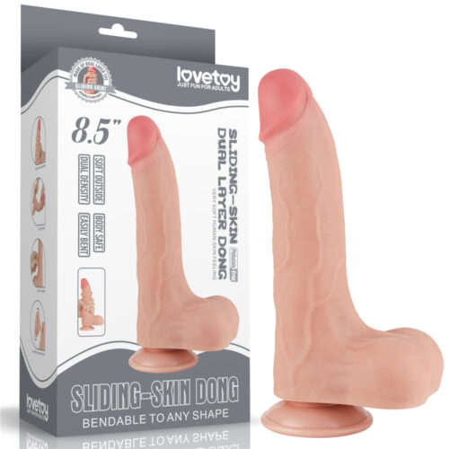 Protese em formato de Pênis ultra Realístico 22x4,3 cm Sliding com dupla camada Dong Flesh - Lovetoy