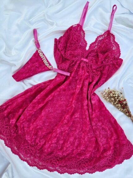 Camisola tule floral com fio personalizável