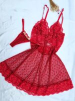 Camisola vermelha em tule coraçãozinho com fio personalizável - Imagem 6