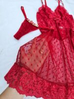 Camisola vermelha em tule coraçãozinho com fio personalizável - Imagem 9