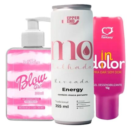 Kit com Energético Estimulante Revoada Blow Girl Gel Beijável e InDolor Dessensibilizante
