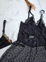 Camisola preta em tule coraçãozinho com fio personalizável - Imagem 4