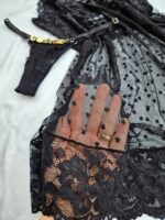 Camisola preta em tule coraçãozinho com fio personalizável - Imagem 5