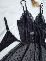 Camisola preta em tule coraçãozinho com fio personalizável - Imagem 6