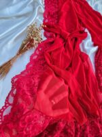 Robe vermelho feminino feito em tule catiuscia liso - Imagem 2