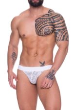 Cueca Jockstrap arrastão branco sem forro - Imagem 2