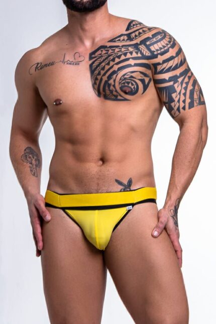 Cueca Jock em suplex amarelo com elastico duplo na cintura
