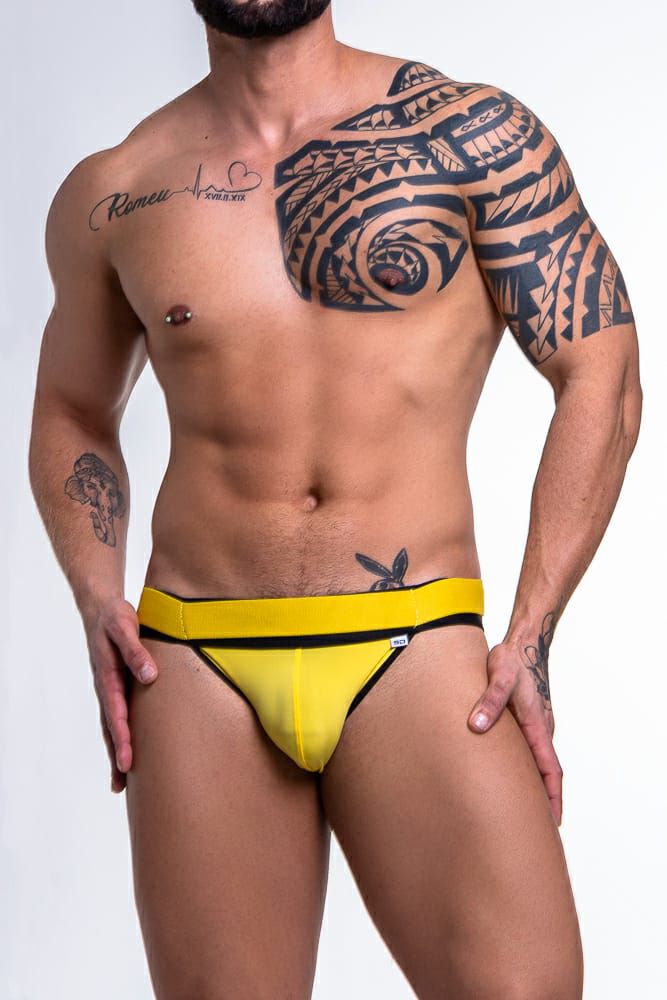 Cueca Jock em suplex amarelo com elastico duplo na cintura