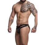 Cueca Jock em suplex preto com elástico duplo frontal aberto - Imagem 2