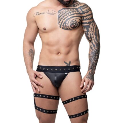 Cueca Jock liga preta ilhos e regulador