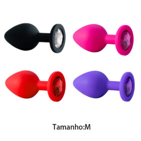 Plug Anal em Silicone com Pedra - Tamanho M