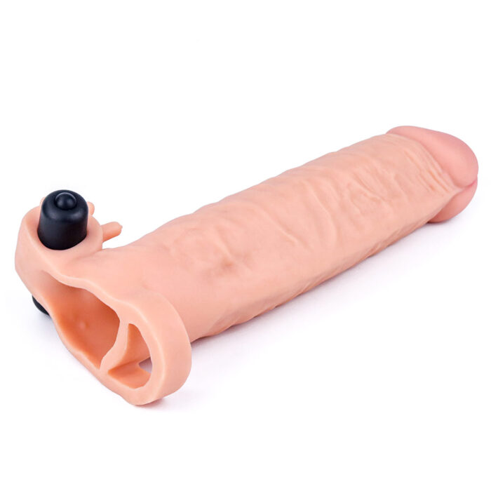 Capa peniana com extensor de 5 cm e anel para escroto, estimulador de clitóris e cápsula vibratória - lovetoy - Imagem 3
