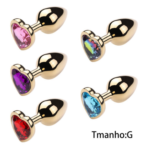 Plug Anal Grande Aço Dourado Coração