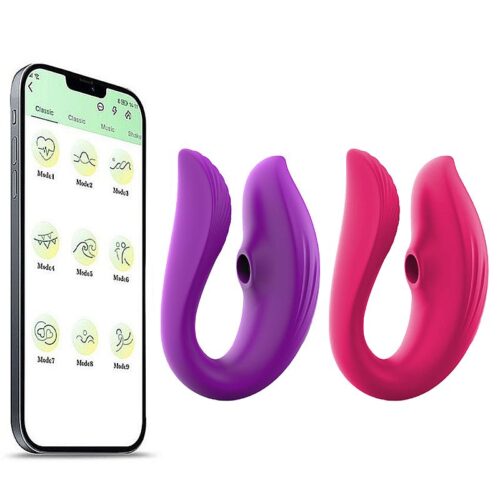 Vibrador de Casal recarregável com Pulsação À Longa distância feito em silicone - APP
