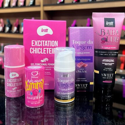 kit com Intt Babalub Lubrificante Beijável Chicleteira excitante feminino Bolinha Chiclete Toque da virgem adstringente
