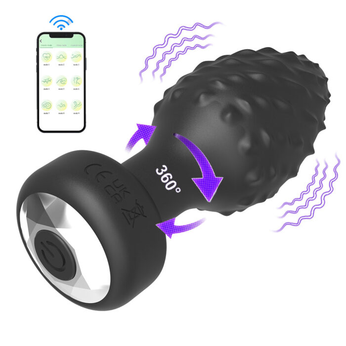 Plug Anal em Silicone Controle por Aplicativo com 10 Modos de Vibração e 10 Modos de Rotação - Imagem 8