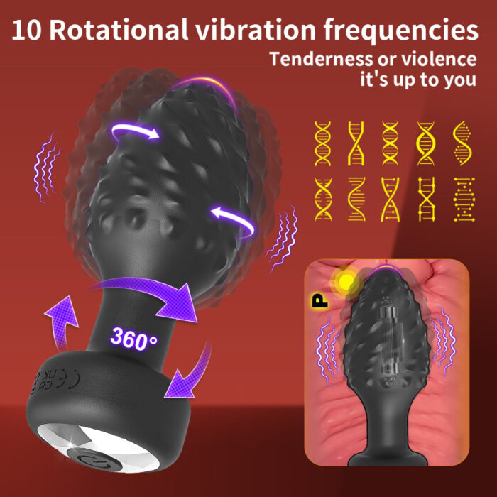 Plug Anal em Silicone Controle por Aplicativo com 10 Modos de Vibração e 10 Modos de Rotação - Imagem 11