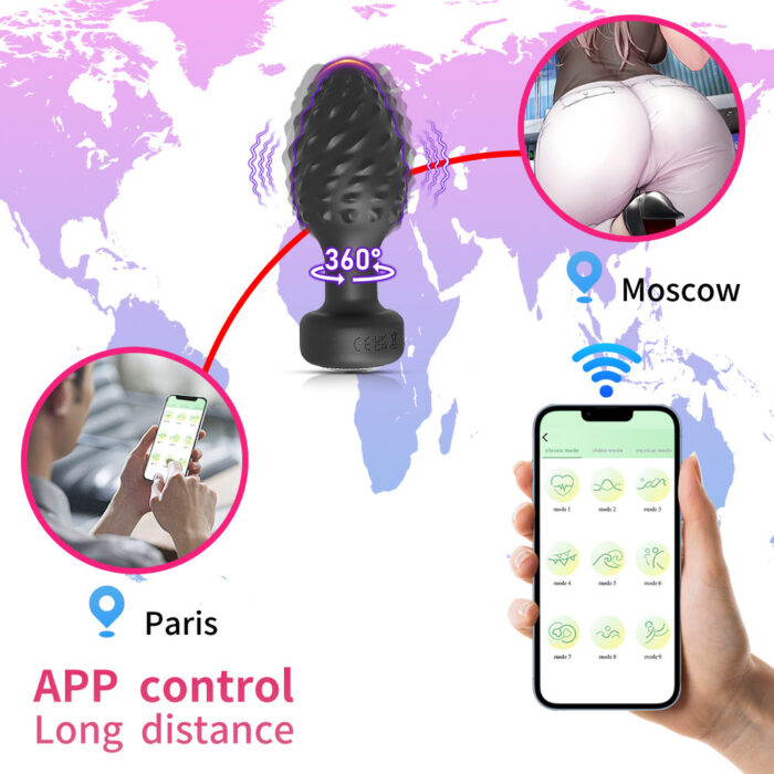 Plug Anal em Silicone Controle por Aplicativo com 10 Modos de Vibração e 10 Modos de Rotação - Imagem 4
