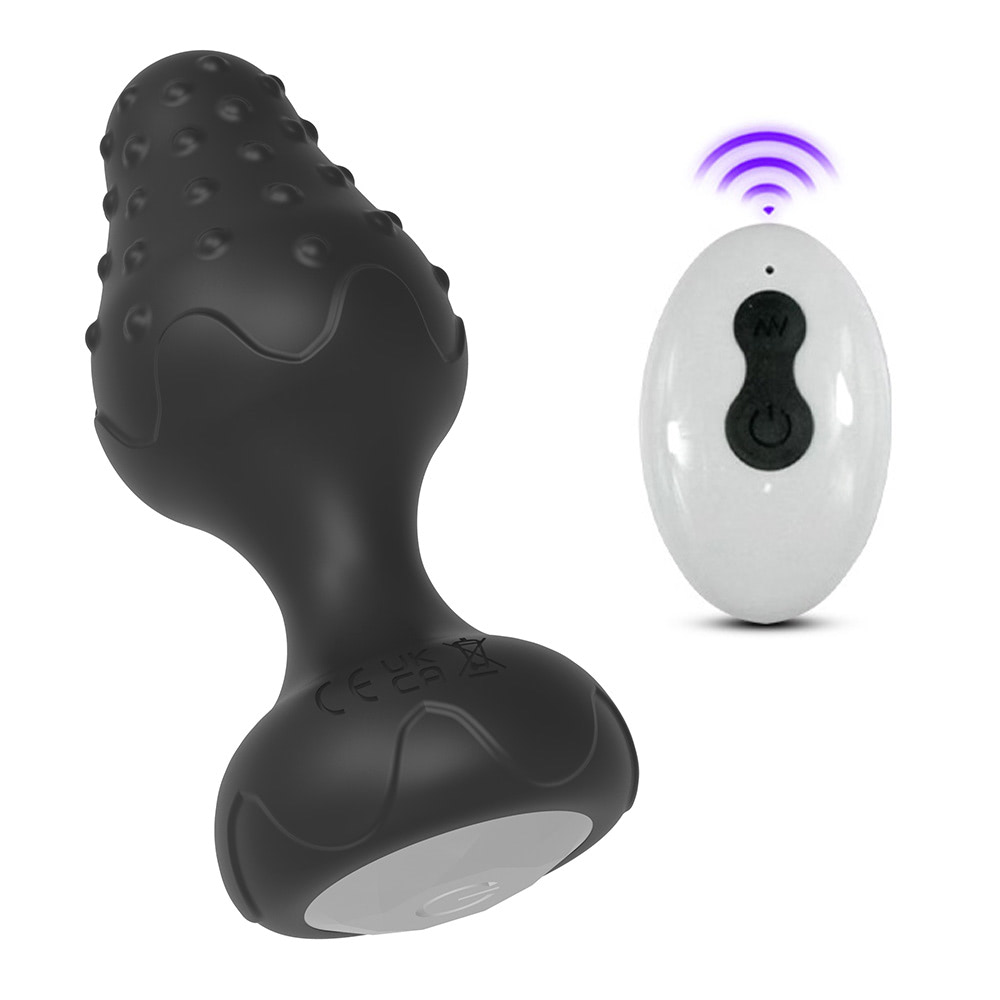 Plug Anal em Silicone Preto com 10 Modos de Vibração,Luz de Led e Controle Remoto sem Fio ou Cotrole de toque - Imagem 2