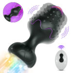 Plug Anal em Silicone Preto com 10 Modos de Vibração,Luz de Led e Controle Remoto sem Fio ou Cotrole de toque