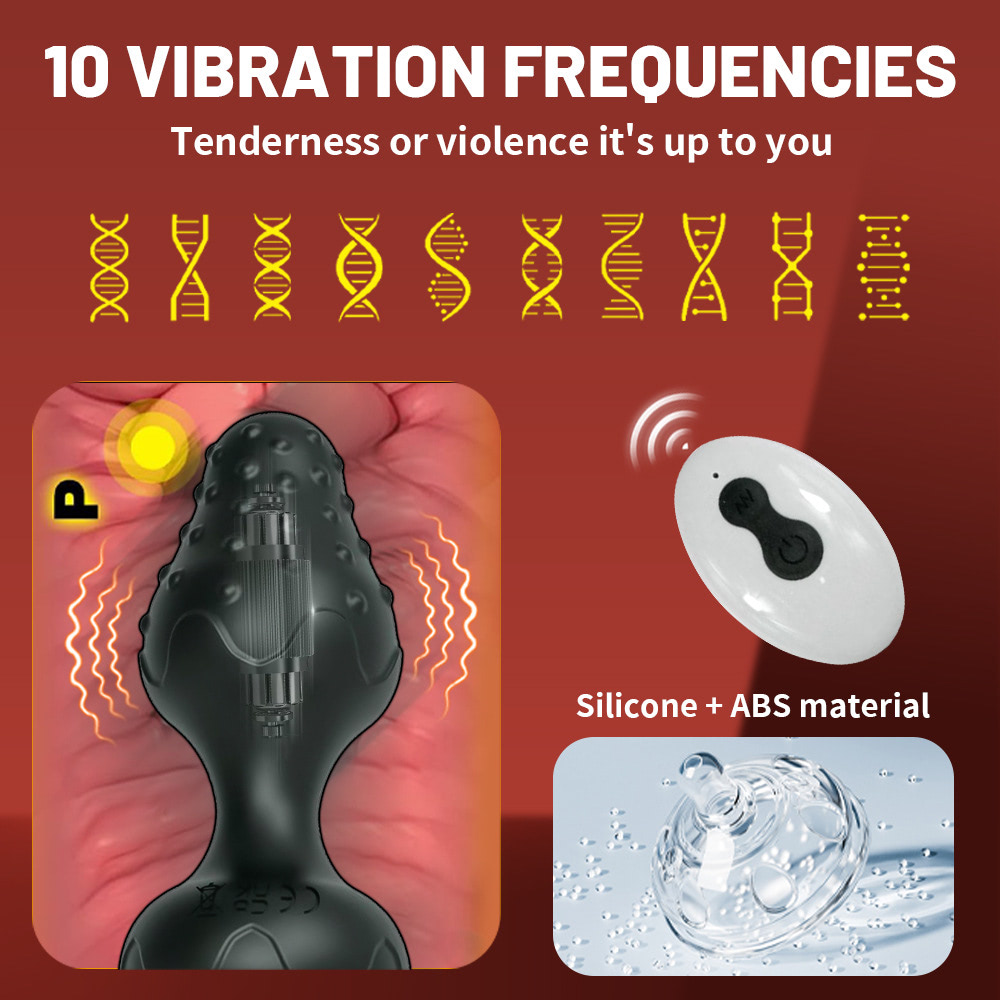 Plug Anal em Silicone Preto com 10 Modos de Vibração,Luz de Led e Controle Remoto sem Fio ou Cotrole de toque - Imagem 7