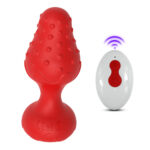 Plug Anal em Silicone vermelho com 10 Modos de Vibração,Luz de Led e Controle Remoto sem Fio ou Cotrole de toque - Imagem 2