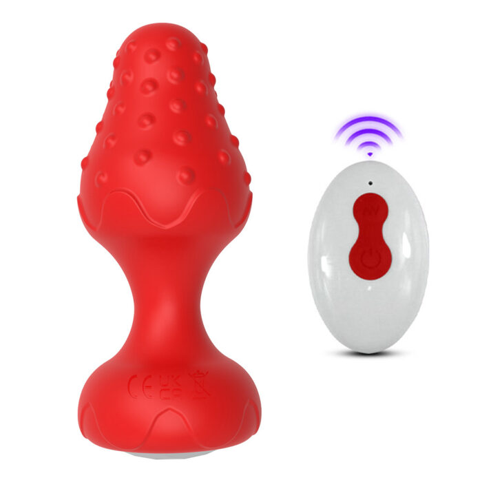 Plug Anal em Silicone vermelho com 10 Modos de Vibração,Luz de Led e Controle Remoto sem Fio ou Cotrole de toque - Imagem 3