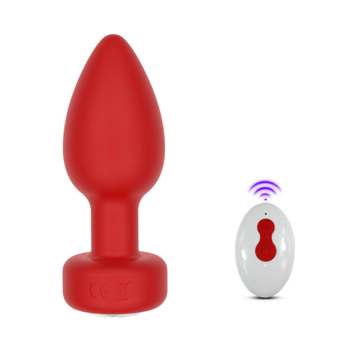 Plug Anal vermelho em Silicone com 10 Modos de Vibração,Luz de Led e Controle Remoto sem Fio ou Cotrole de toque - Imagem 3