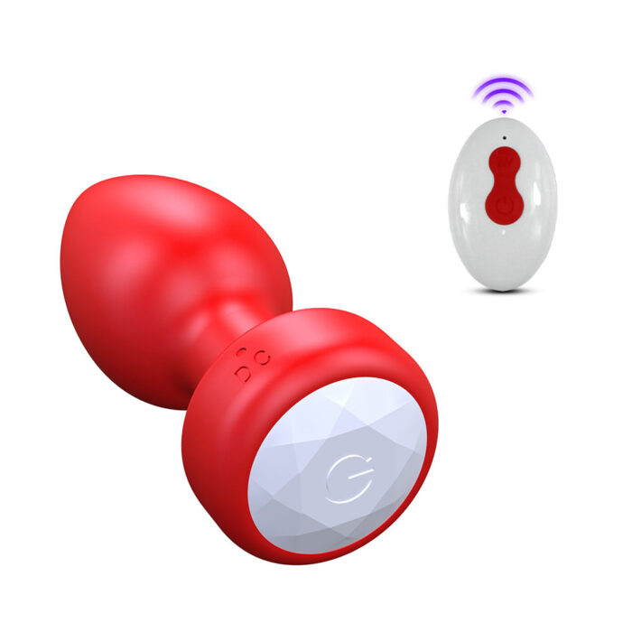 Plug Anal vermelho em Silicone com 10 Modos de Vibração,Luz de Led e Controle Remoto sem Fio ou Cotrole de toque - Imagem 4