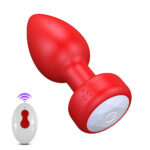 Plug Anal vermelho em Silicone com 10 Modos de Vibração,Luz de Led e Controle Remoto sem Fio ou Cotrole de toque - Imagem 2