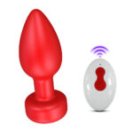 Plug Anal vermelho em Silicone com 10 Modos de Vibração,Luz de Led e Controle Remoto sem Fio ou Cotrole de toque - Imagem 5
