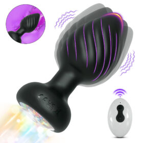 Plug Anal em Silicone com 10 Modos de Vibração,Luz de Led e Controle Remoto sem Fio ou Cotrole de toque