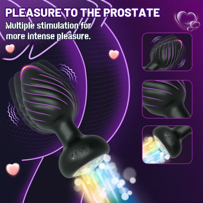 Plug Anal em Silicone com 10 Modos de Vibração,Luz de Led e Controle Remoto sem Fio ou Cotrole de toque - Imagem 8