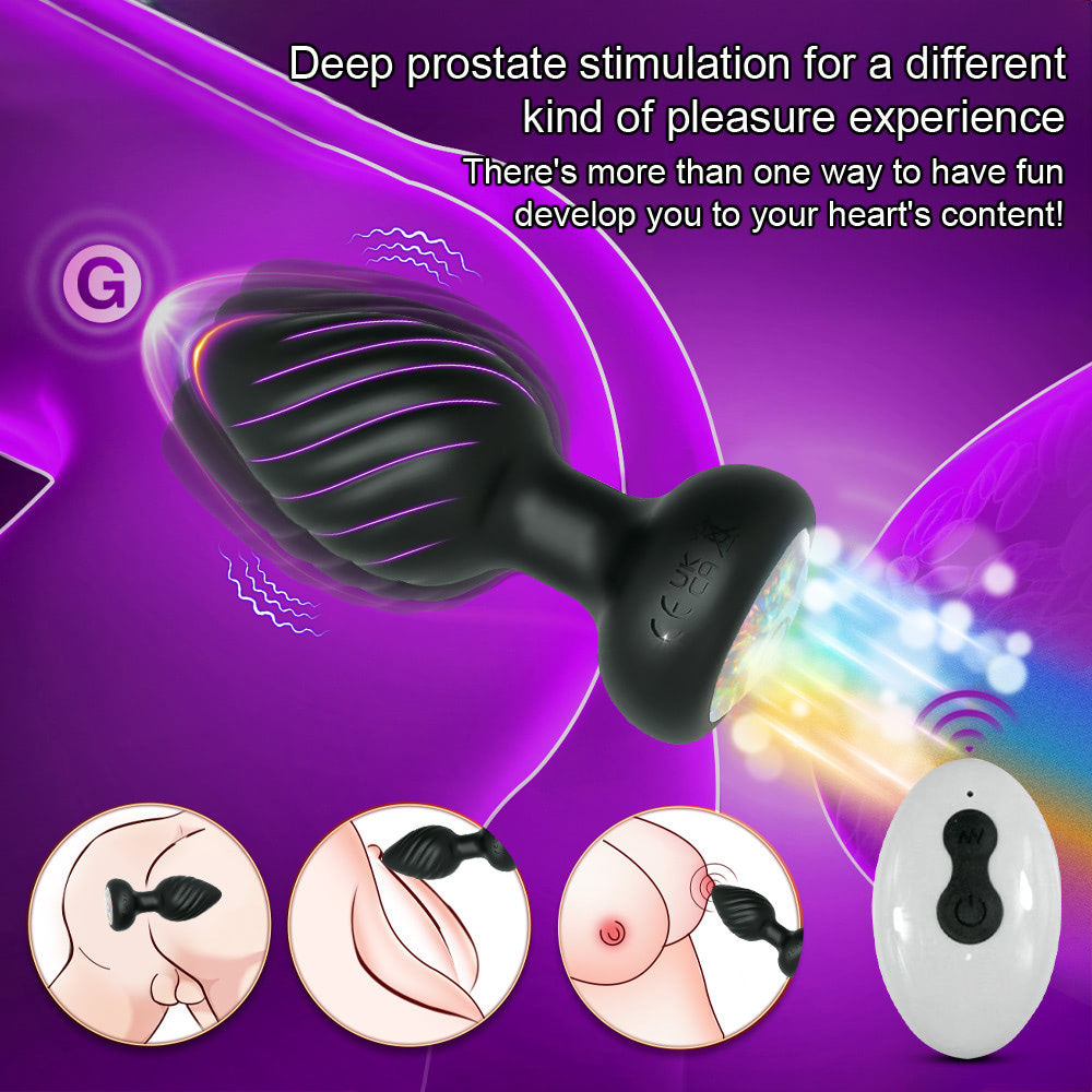 Plug Anal em Silicone com 10 Modos de Vibração,Luz de Led e Controle Remoto sem Fio ou Cotrole de toque - Imagem 9