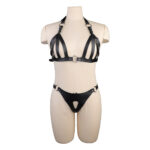 Conjunto Sutiã e Calcinha de Bondage em Couro - Imagem 12