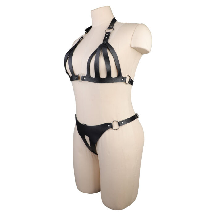 Conjunto Sutiã e Calcinha de Bondage em Couro - Imagem 16