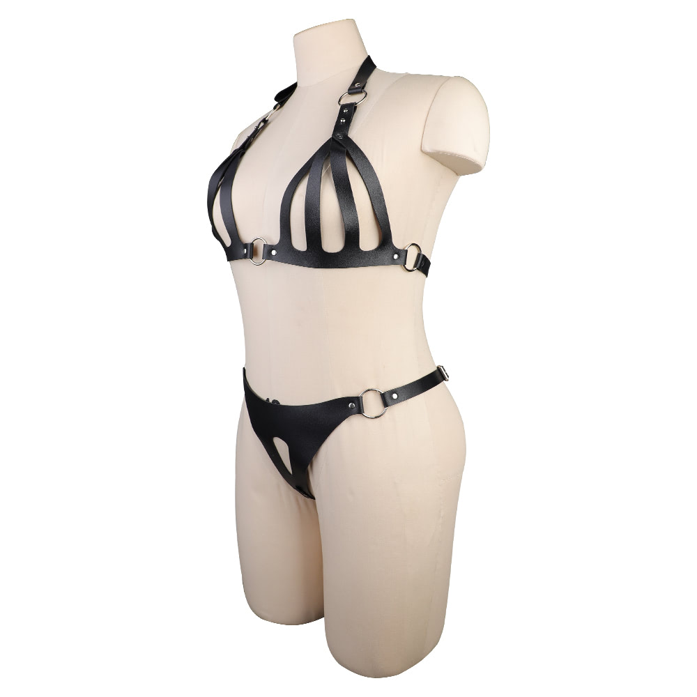 Conjunto Sutiã e Calcinha de Bondage em Couro - Imagem 16