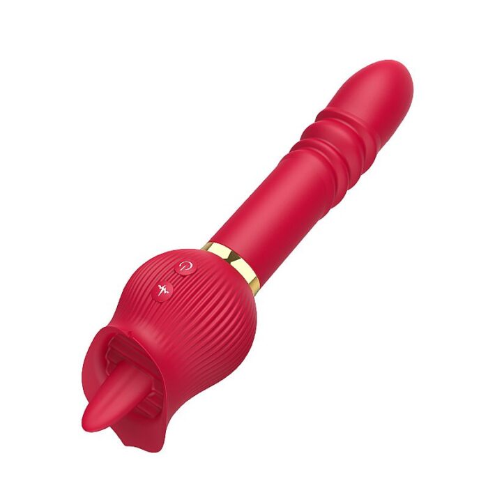 Vibrador de Ponto G e Clitóris em formato de Rosa com Língua e Vai e vem - Jane - Imagem 5
