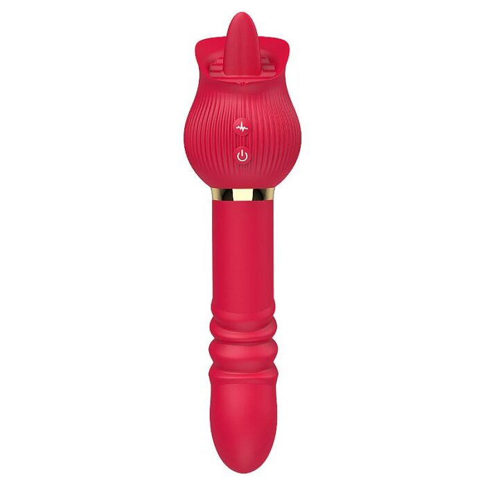 Vibrador de Ponto G e Clitóris em formato de Rosa com Língua e Vai e vem - Jane - Imagem 3