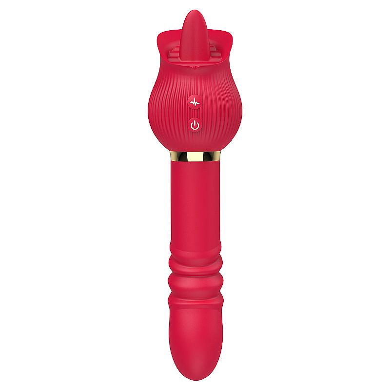 Vibrador de Ponto G e Clitóris em formato de Rosa com Língua e Vai e vem - Jane - Imagem 3
