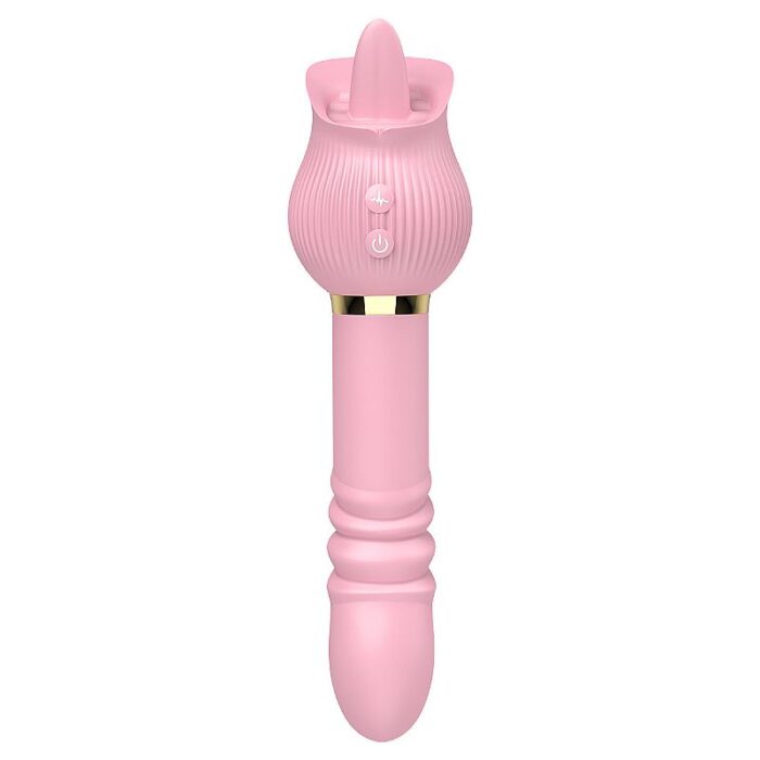 Vibrador de Ponto G e Clitóris em formato de Rosa com Língua e Vai e vem - Jane - Imagem 4